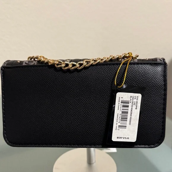 Bebe Black & Gray Logo Clutch w/Gold studs. Cinzia printed monogram crossbody - Picture 2 of 8